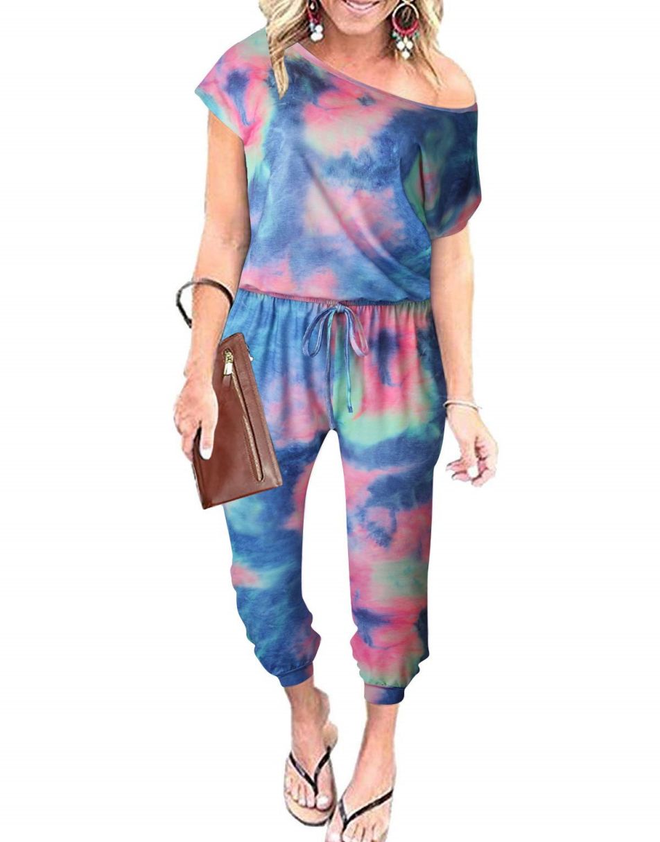 ANRABESS Lässiger Off-Shoulder-Overall mit elastischer Taille und Stretch-Stoff