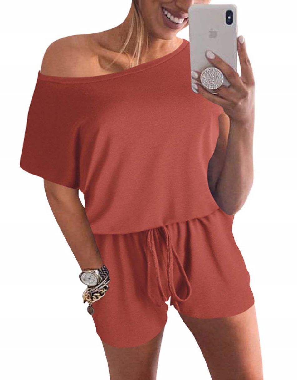 ANRABESS Lässiger Off-Shoulder-Overall mit elastischer Taille und Stretch-Stoff