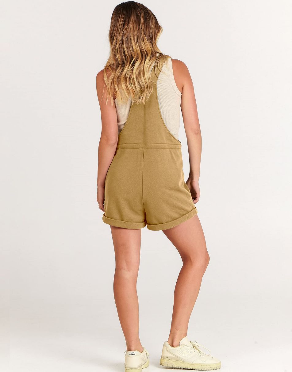 ANRABESS Casual Träger Kurze Latzhose Basic Kordelzug Strampler Jumpsuits