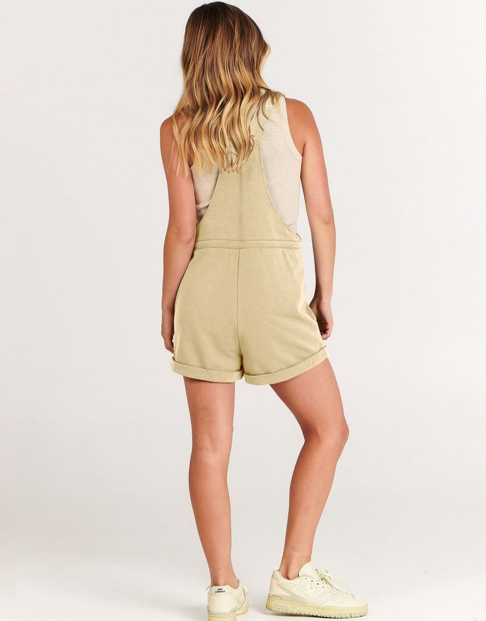 ANRABESS Casual Träger Kurze Latzhose Basic Kordelzug Strampler Jumpsuits