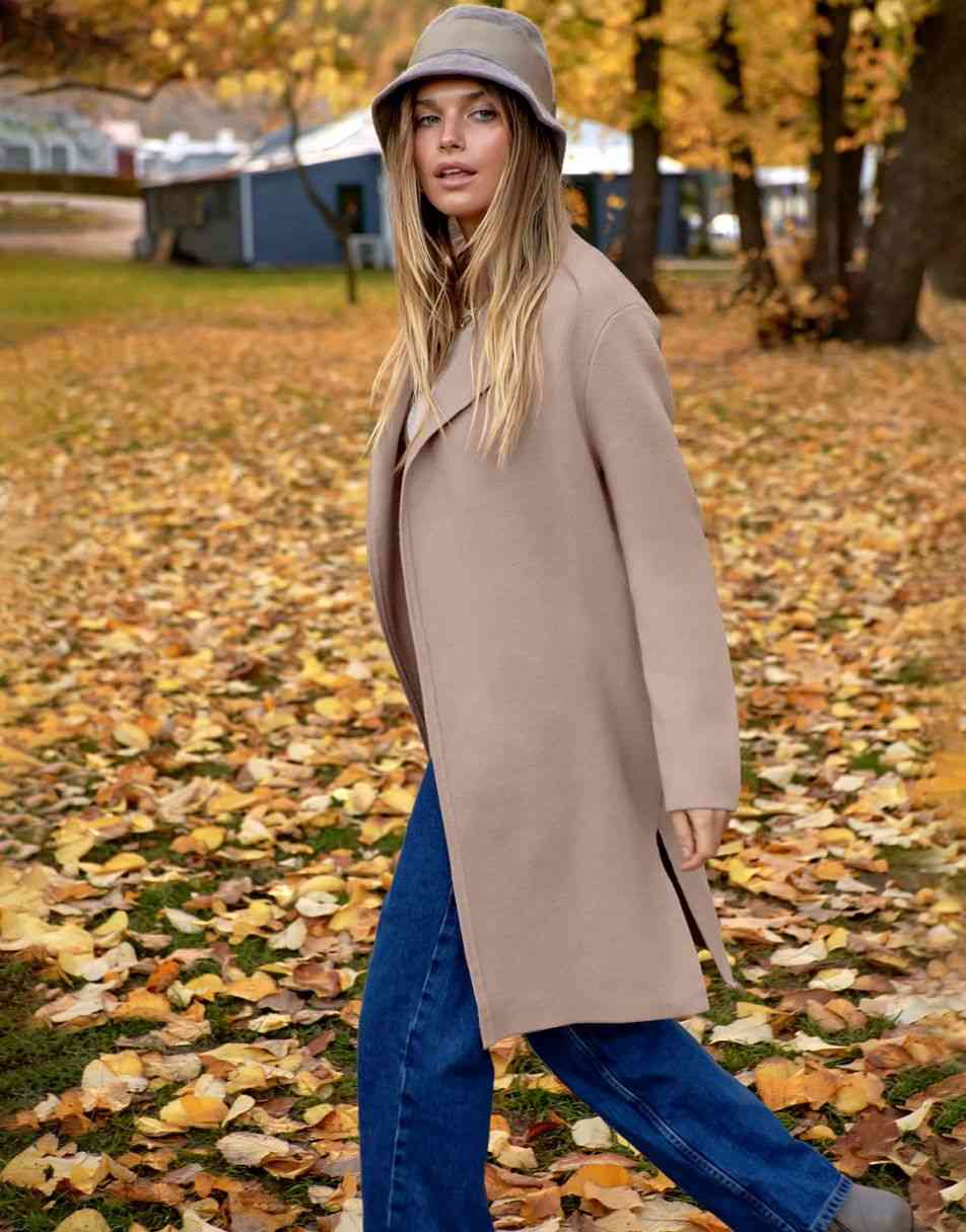 ANRABESS Damen Lässige Langarm Elegante Drapierte Offene Strickjacke Langer Cardigan Pullover