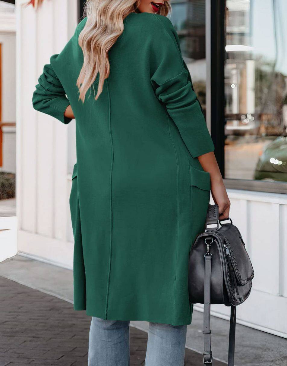 ANRABESS Damen Freizeit Langarm Drapierter Offener Strick Cardigan Jacken Pullover mit Taschen