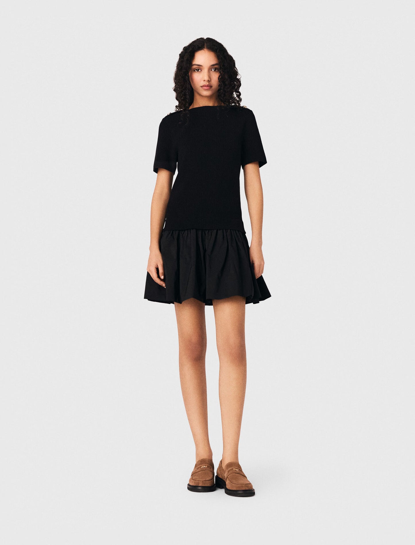 Short knit and taffeta dress