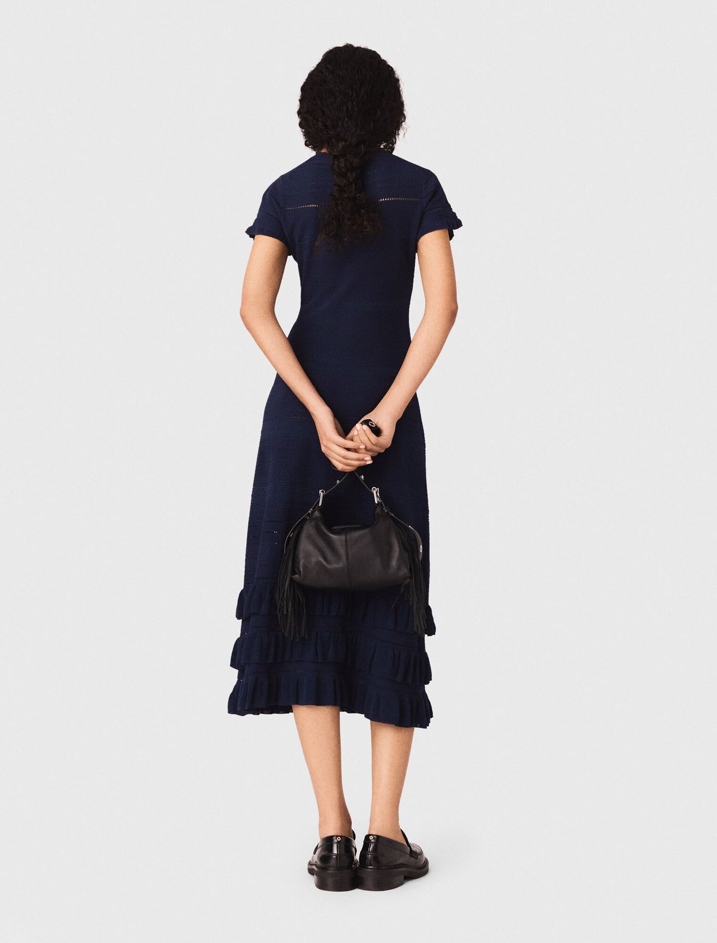 Knit maxi dress with ruffles
