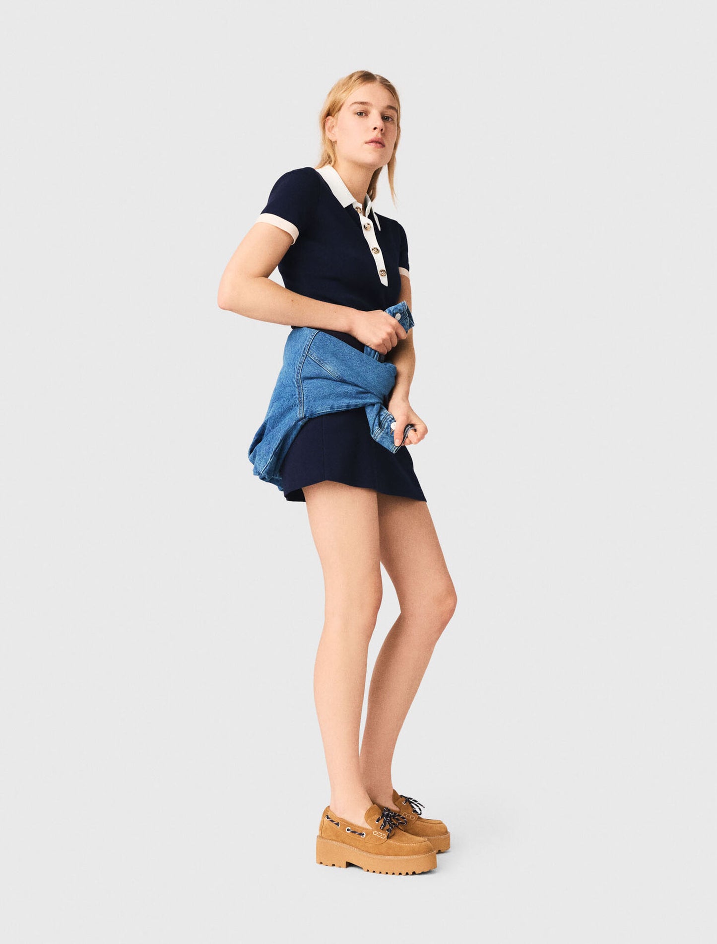 Contrast-trim polo dress