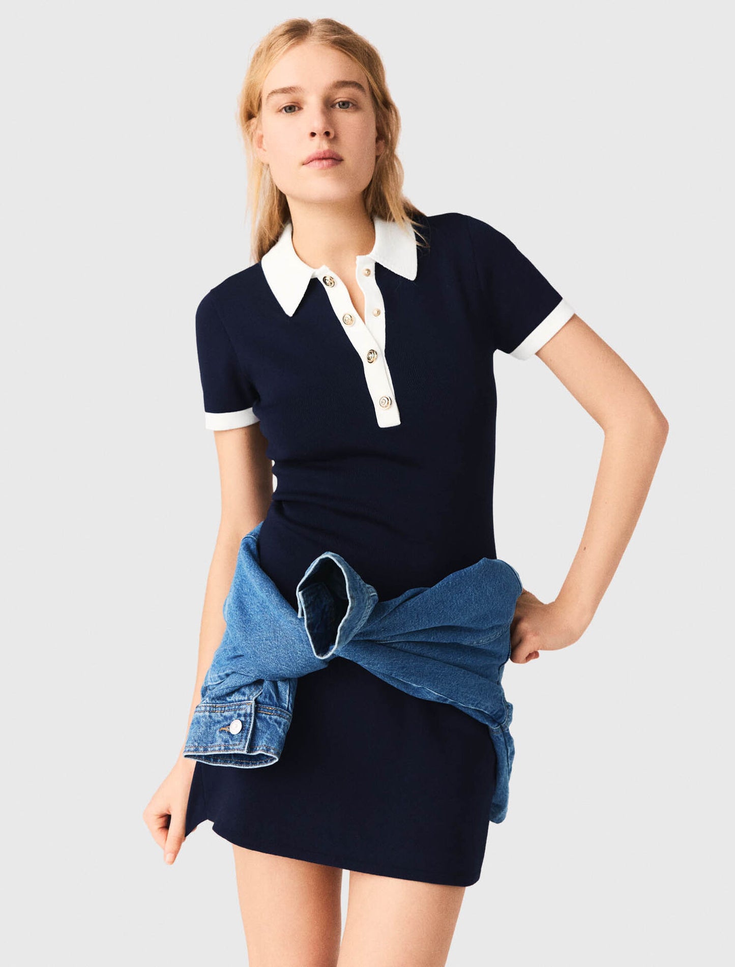 Contrast-trim polo dress