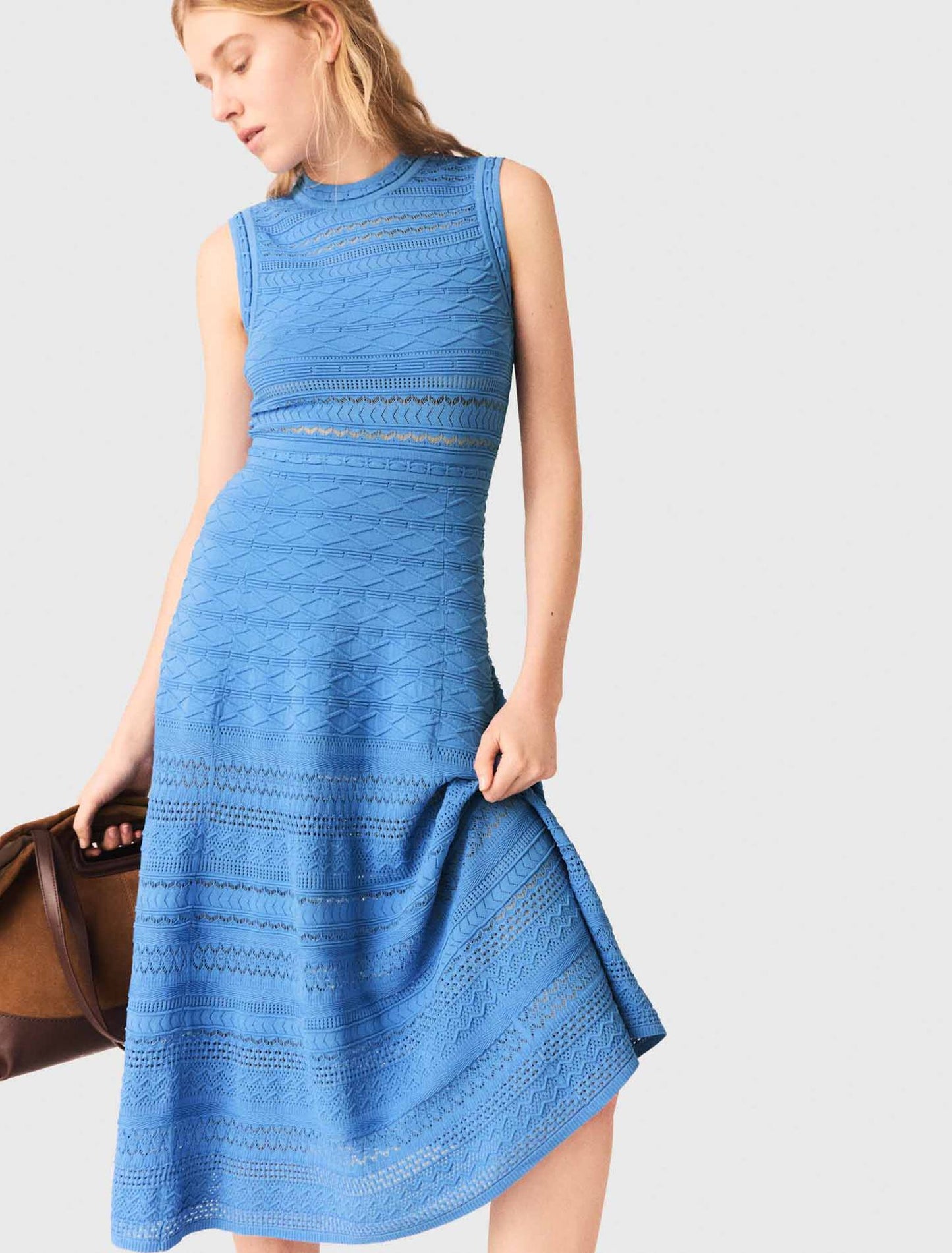 Pointelle knit maxi dress