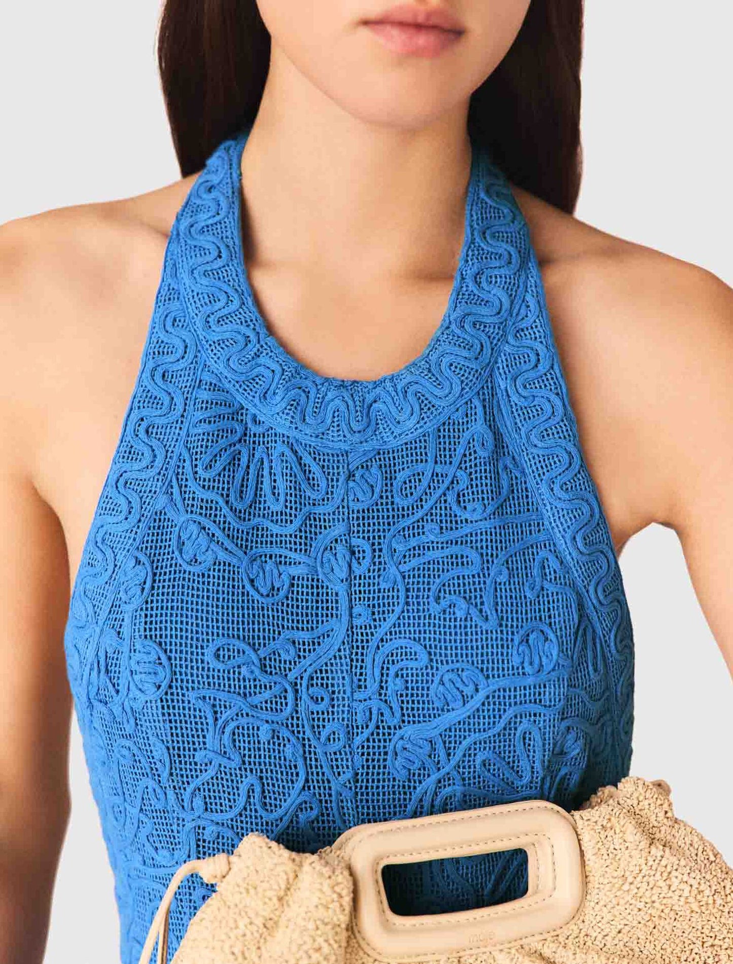 Backless guipure maxi dress