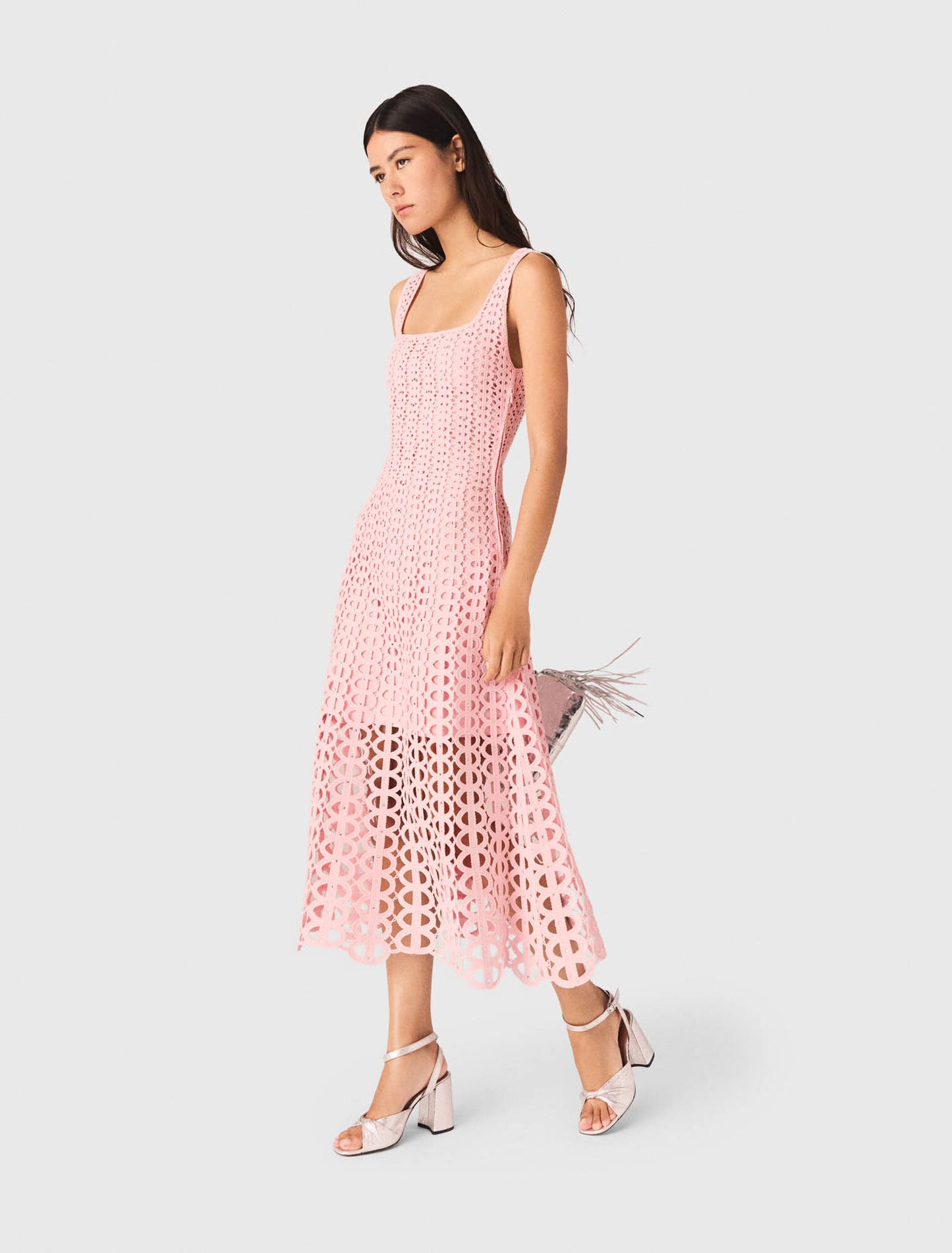 Rhinestone crochet midi dress