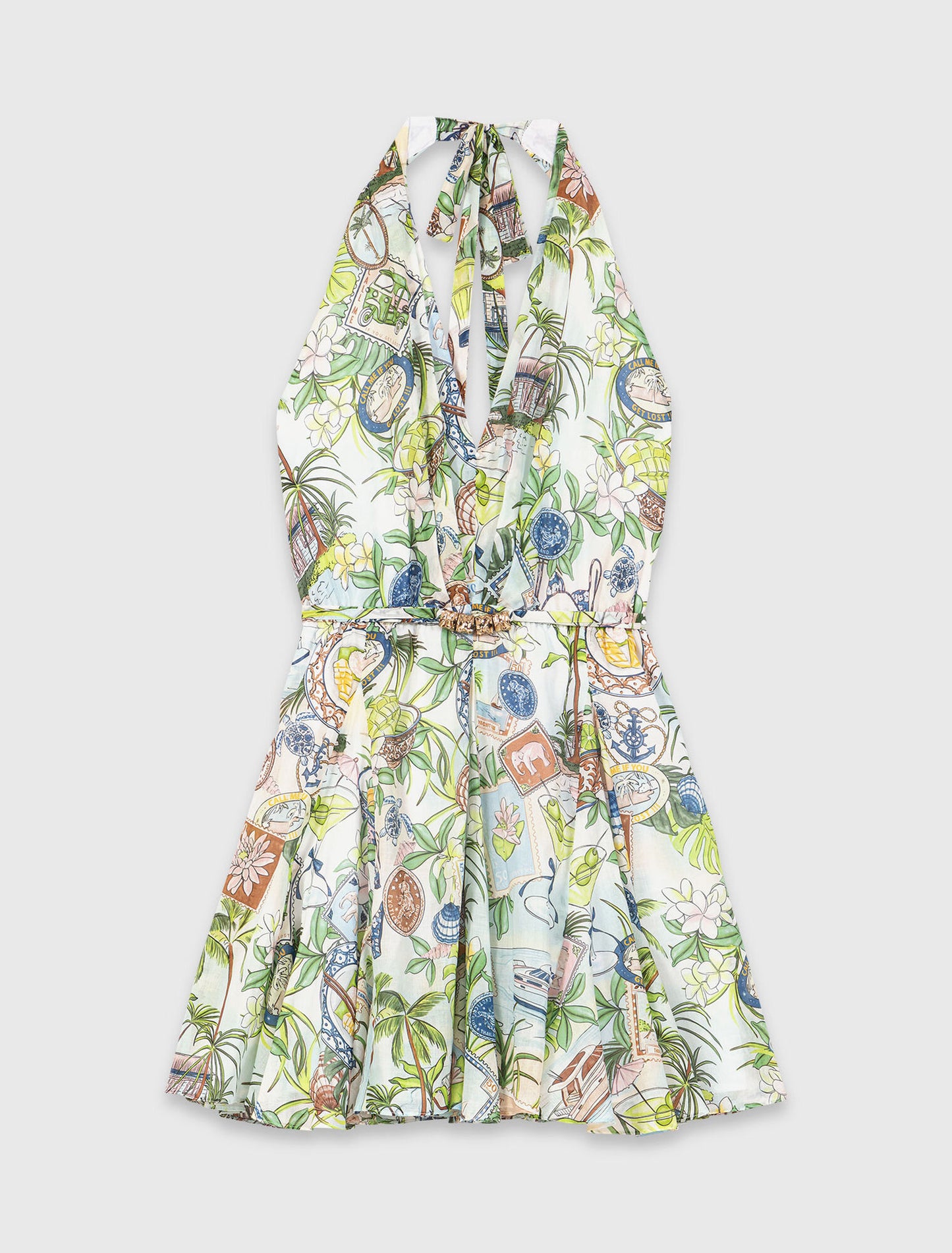 Short Patterned Backless Dress