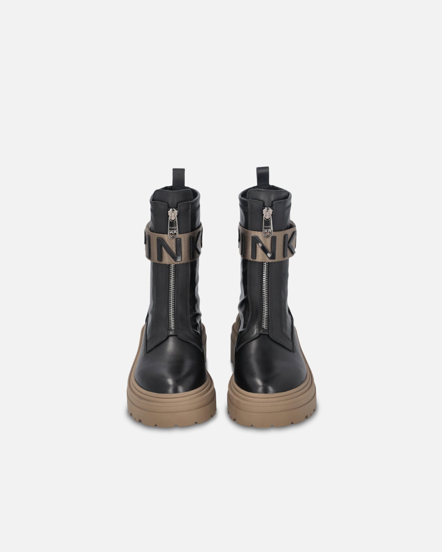 Platform boots with logo lettering logo