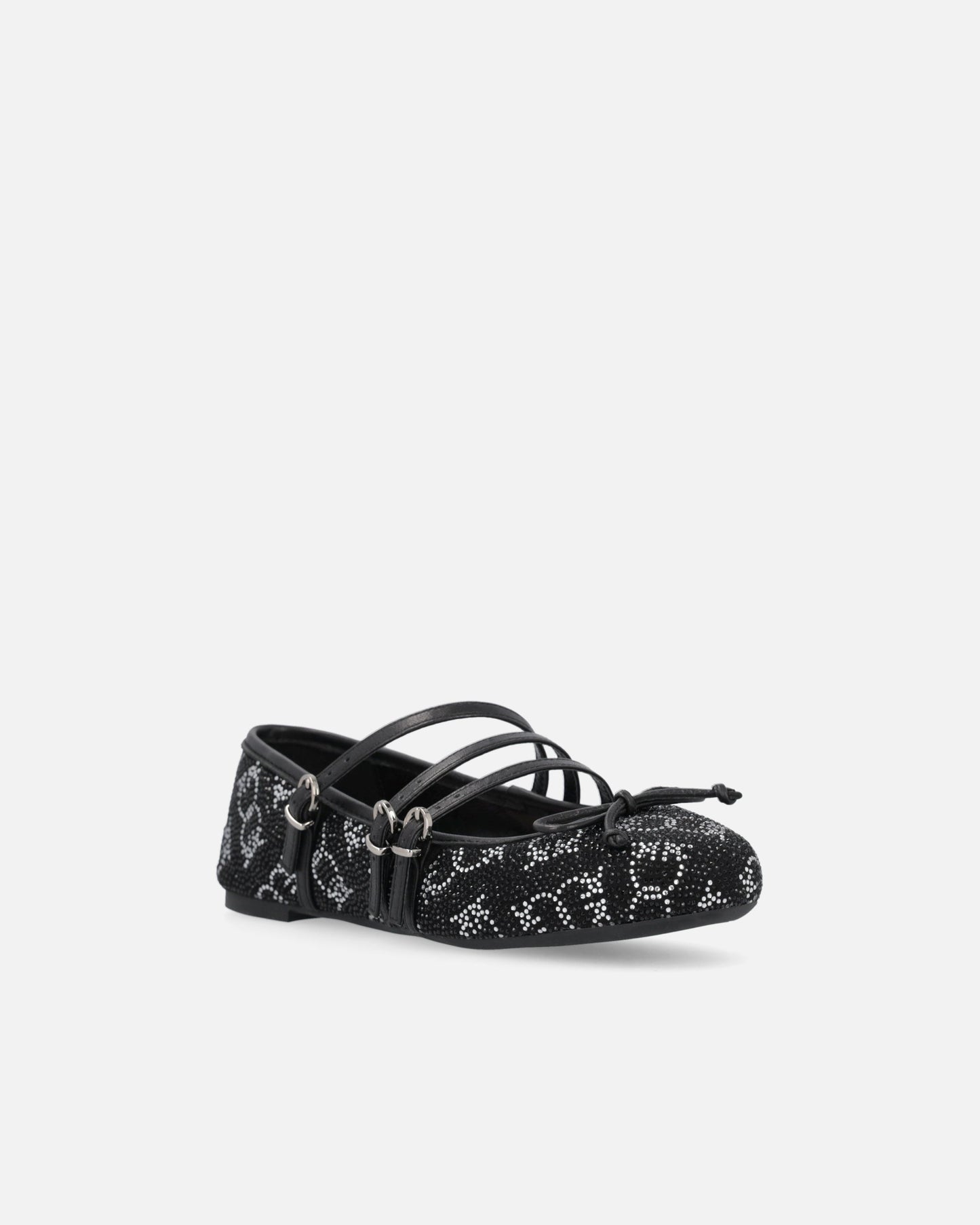 Monogram ballet flats with rhinestones and bow at the toe