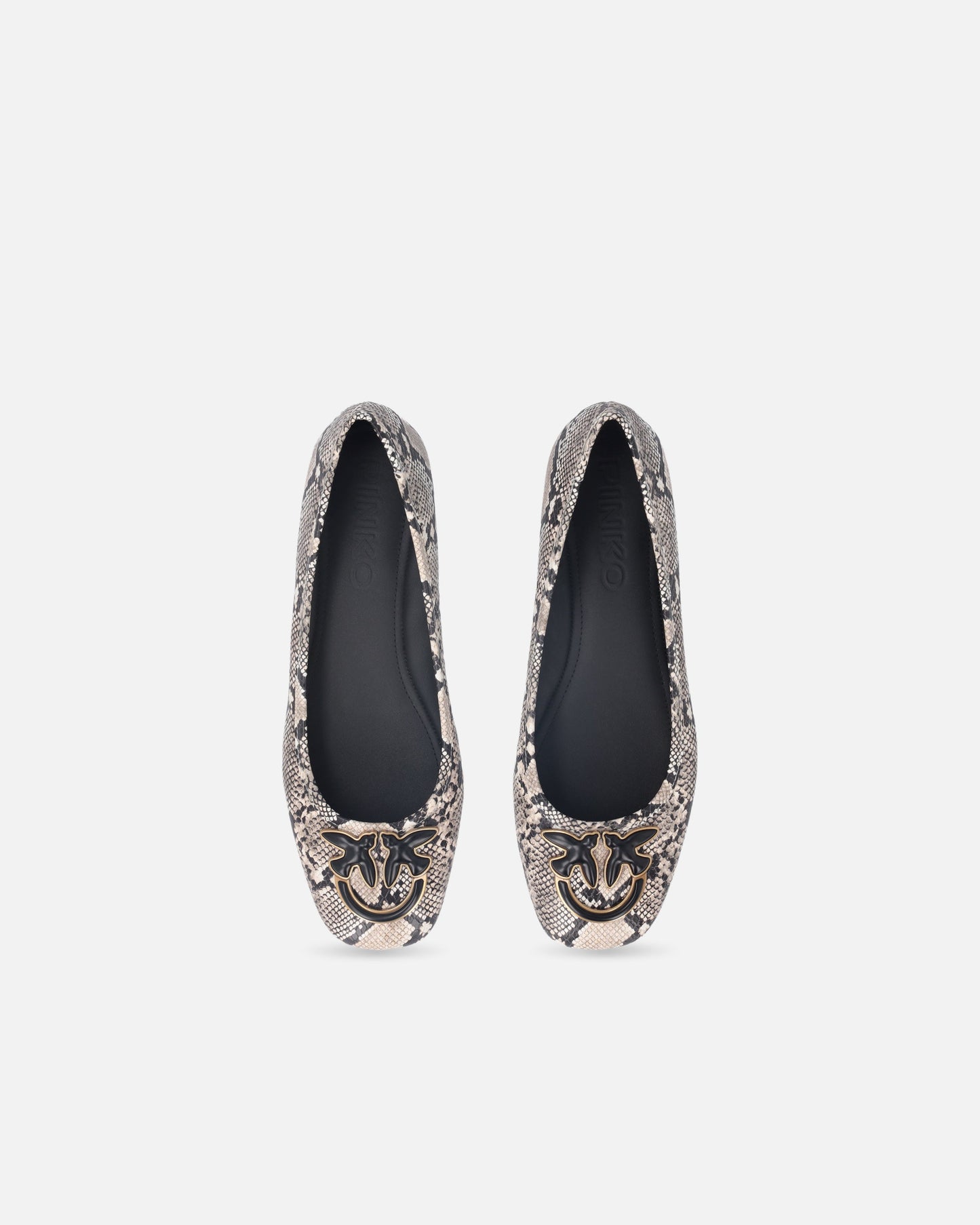 Ballerinas with python print and Love Birds logo