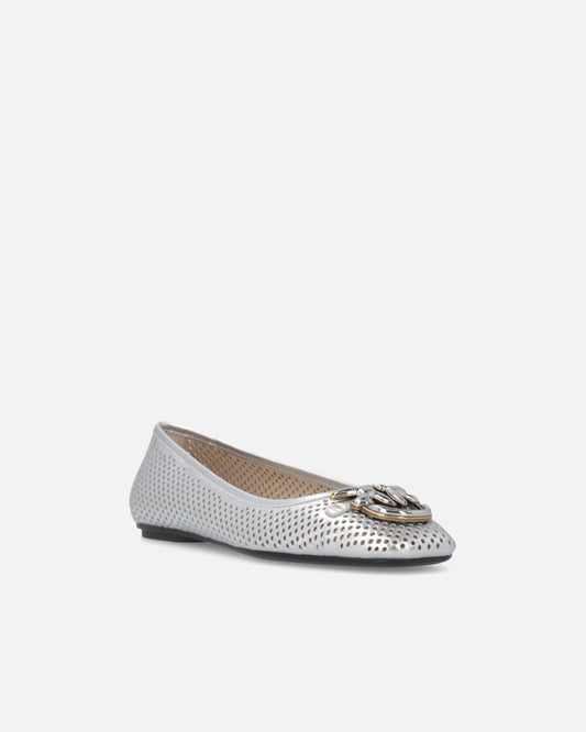 Perforated ballerinas in laminated nappa leather