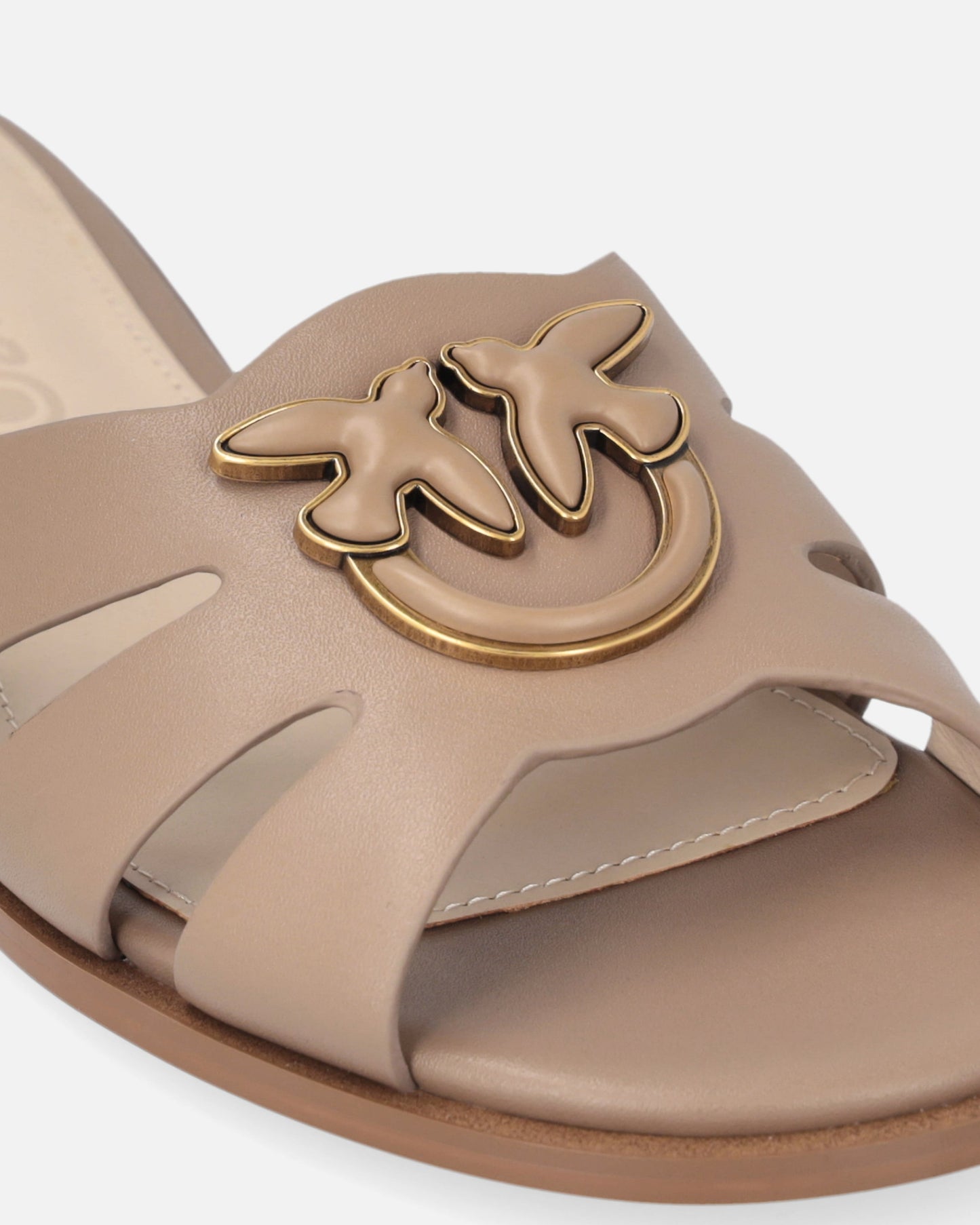Leather slip-on sandals with Love Birds logo