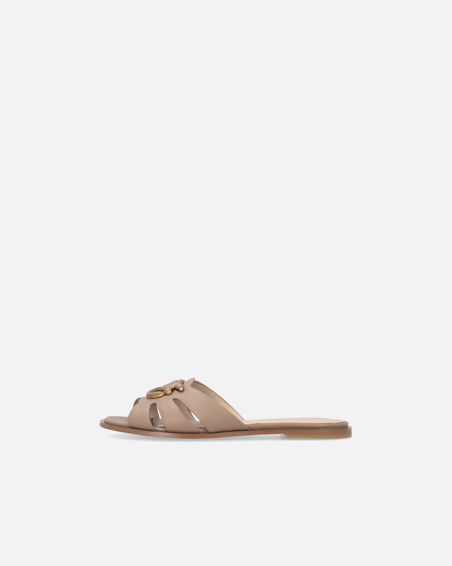 Leather slip-on sandals with Love Birds logo