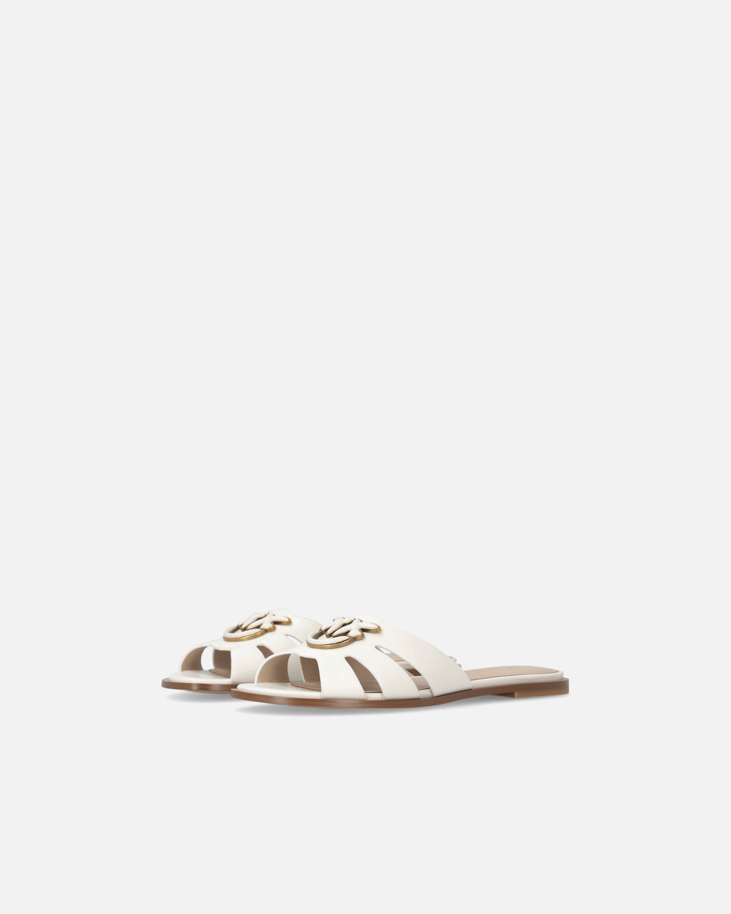 Leather slip-on sandals with Love Birds logo