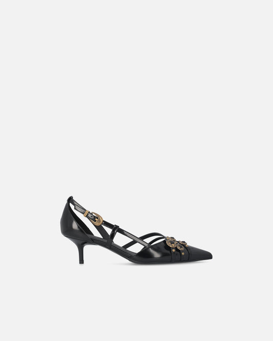 Pumps with straps and jewel studs