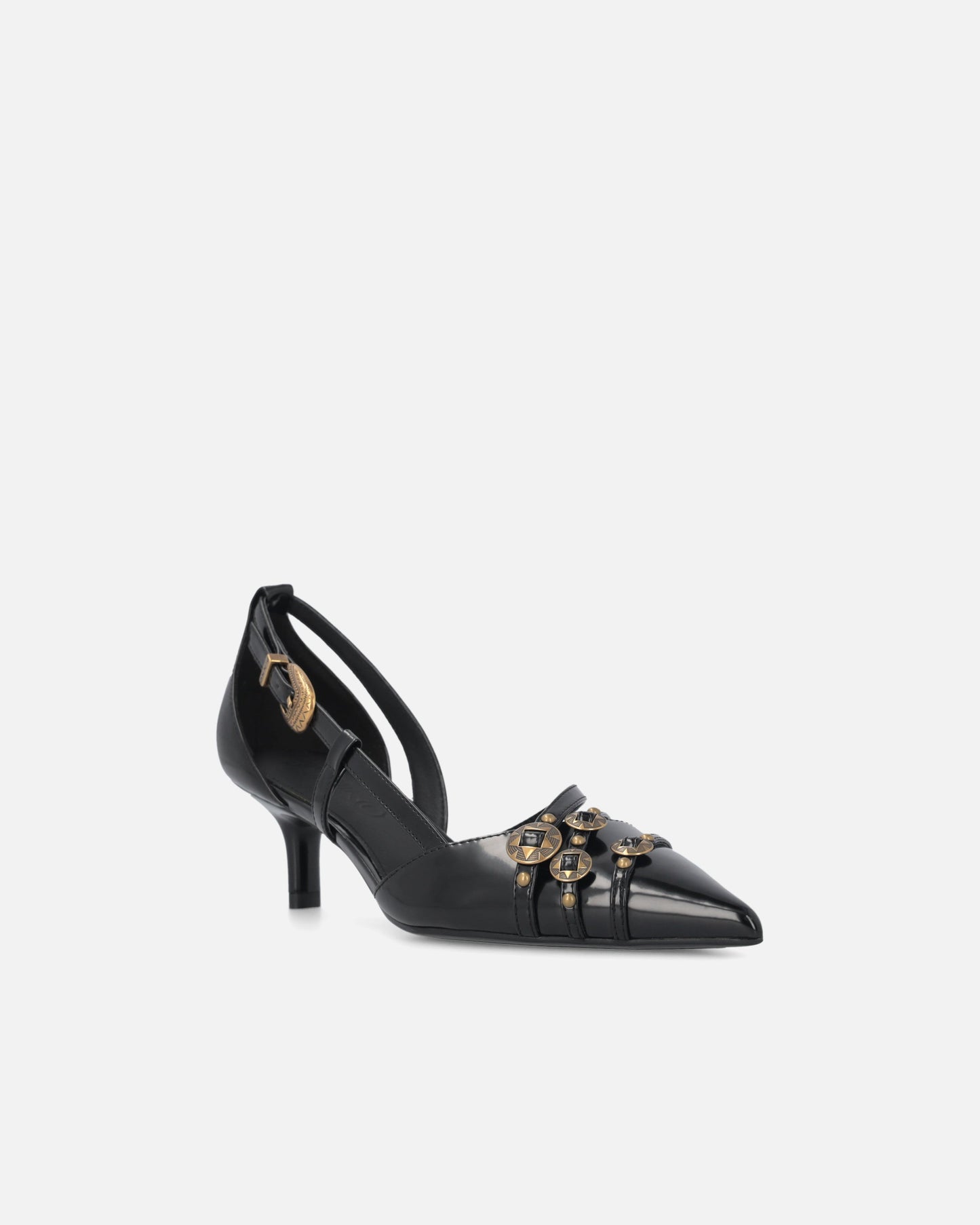 Pumps with straps and jewel studs