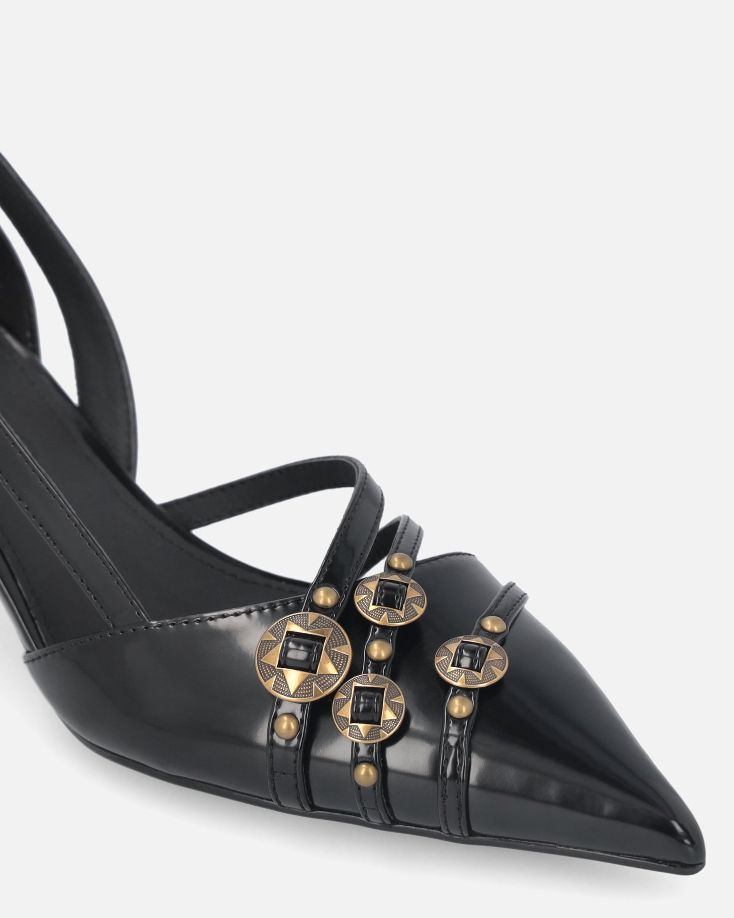 Pumps with straps and jewel studs