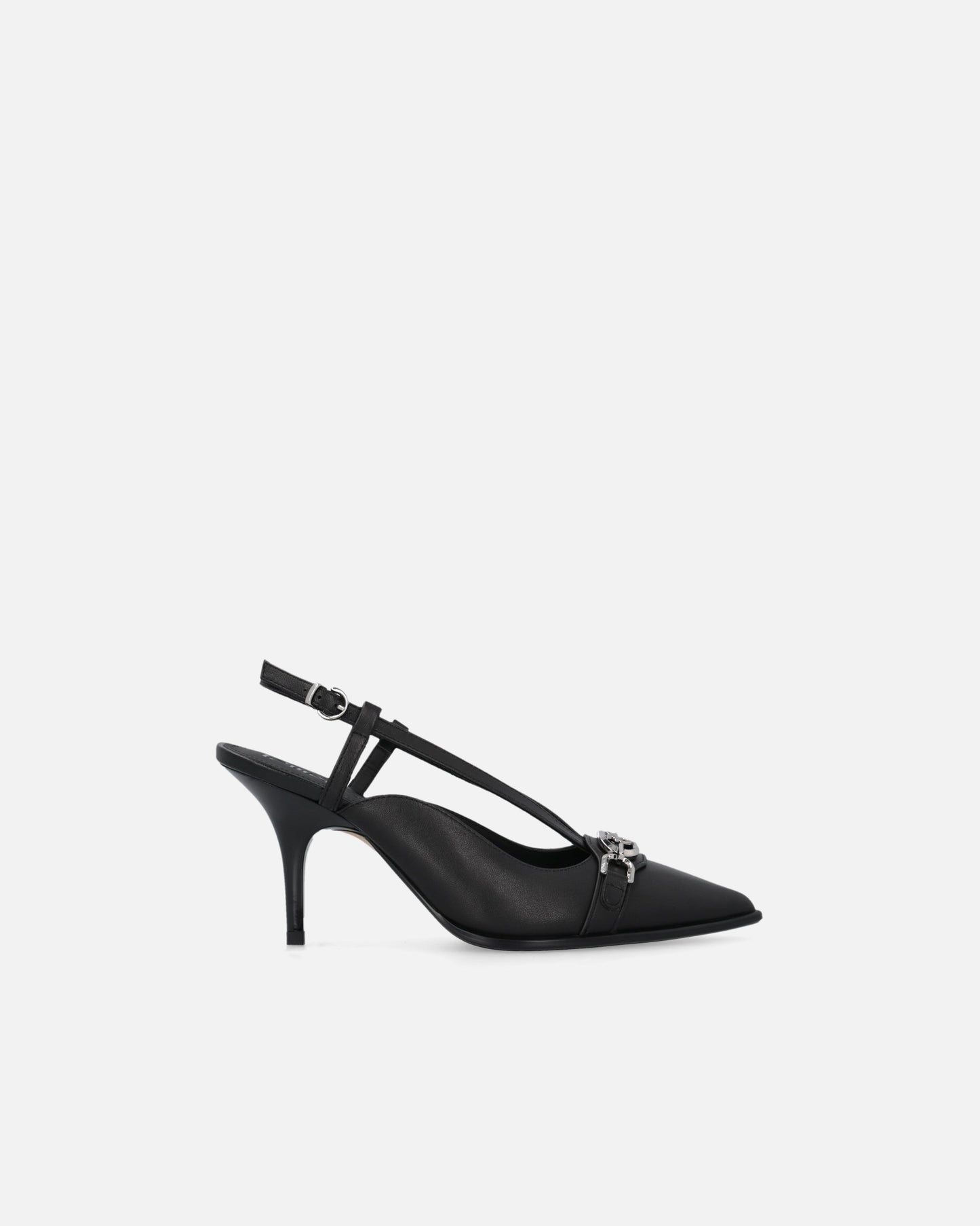 Sling-back pumps in nappa leather with straps and stiletto heel