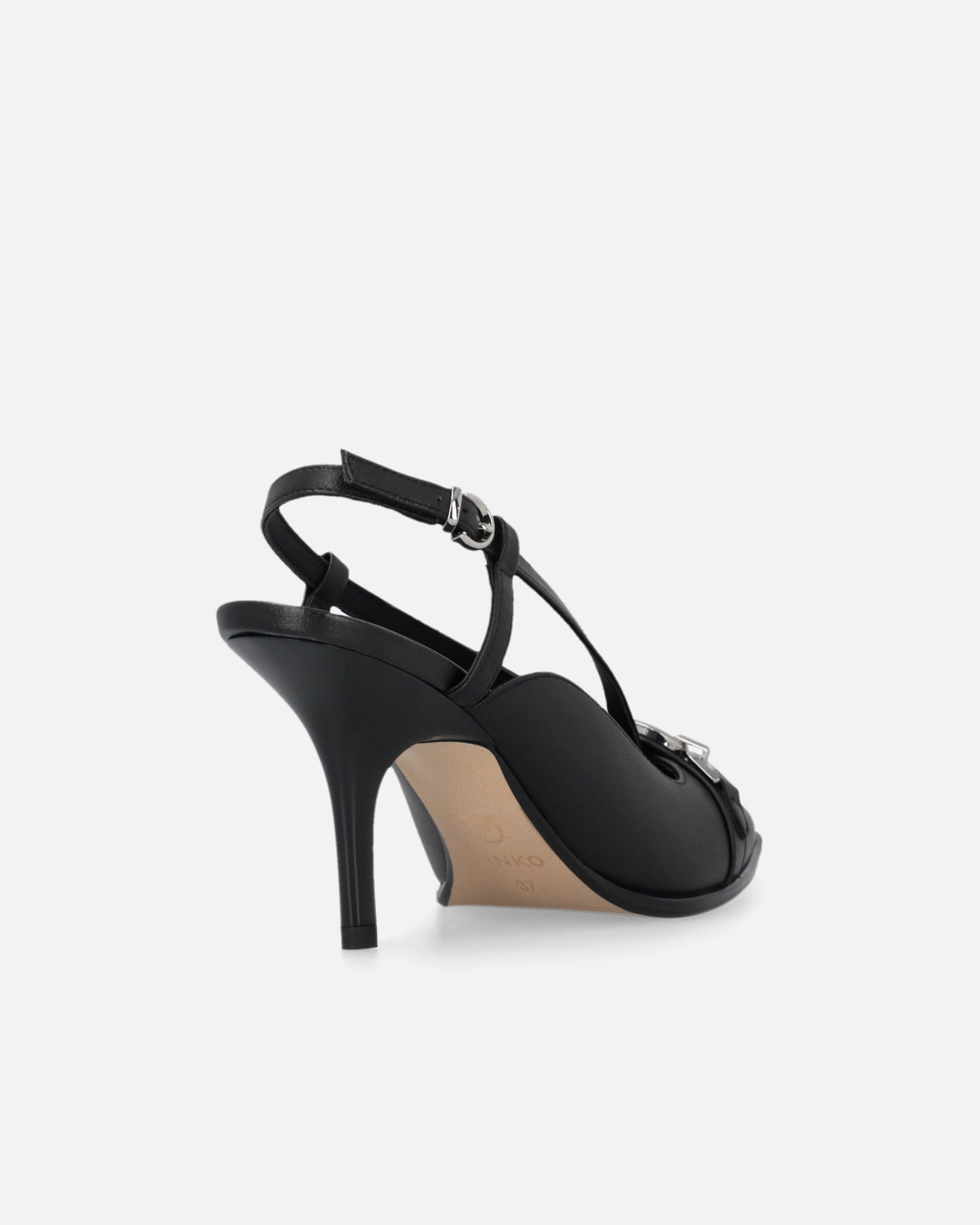 Sling-back pumps in nappa leather with straps and stiletto heel