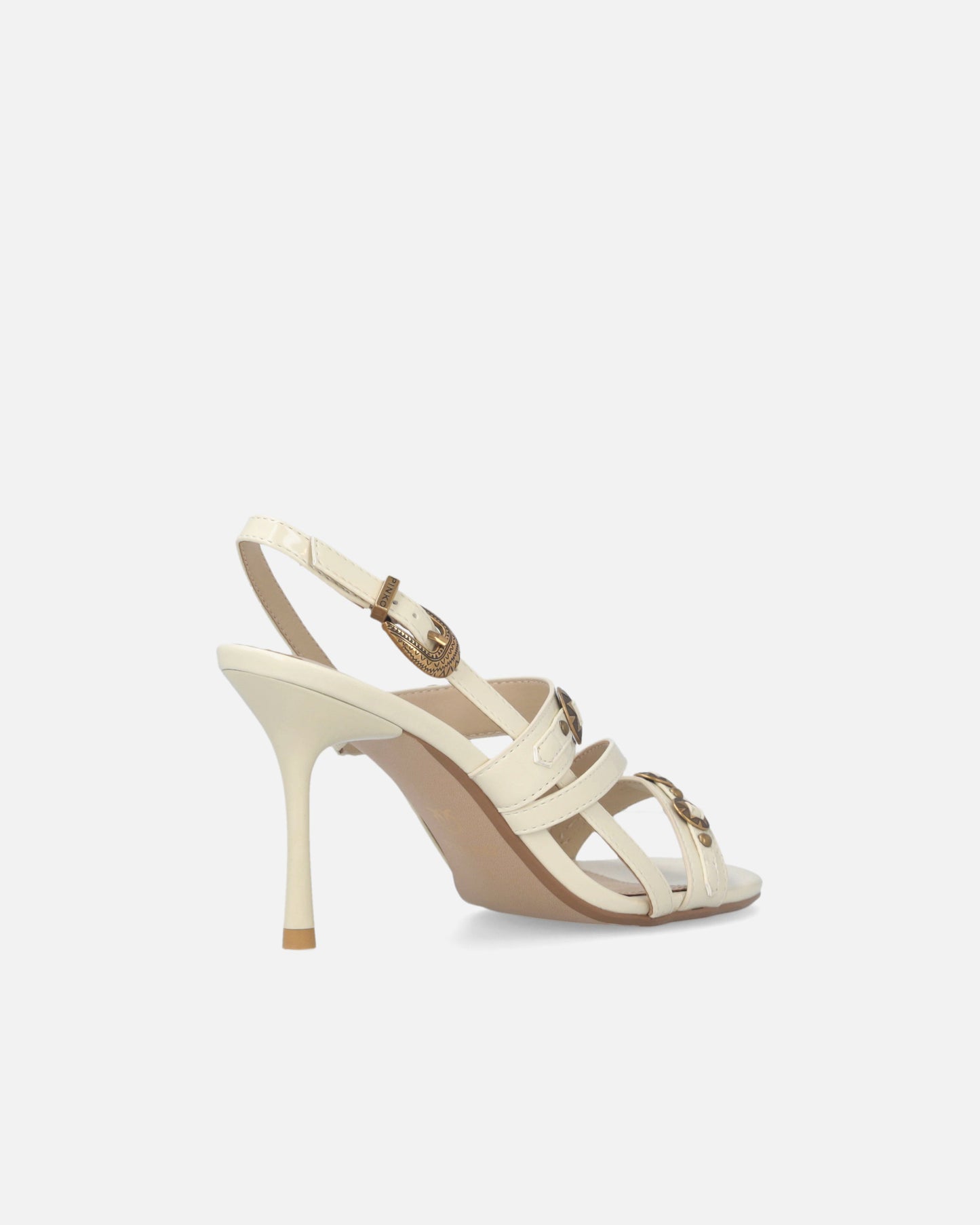 High slingback sandals with straps and studs