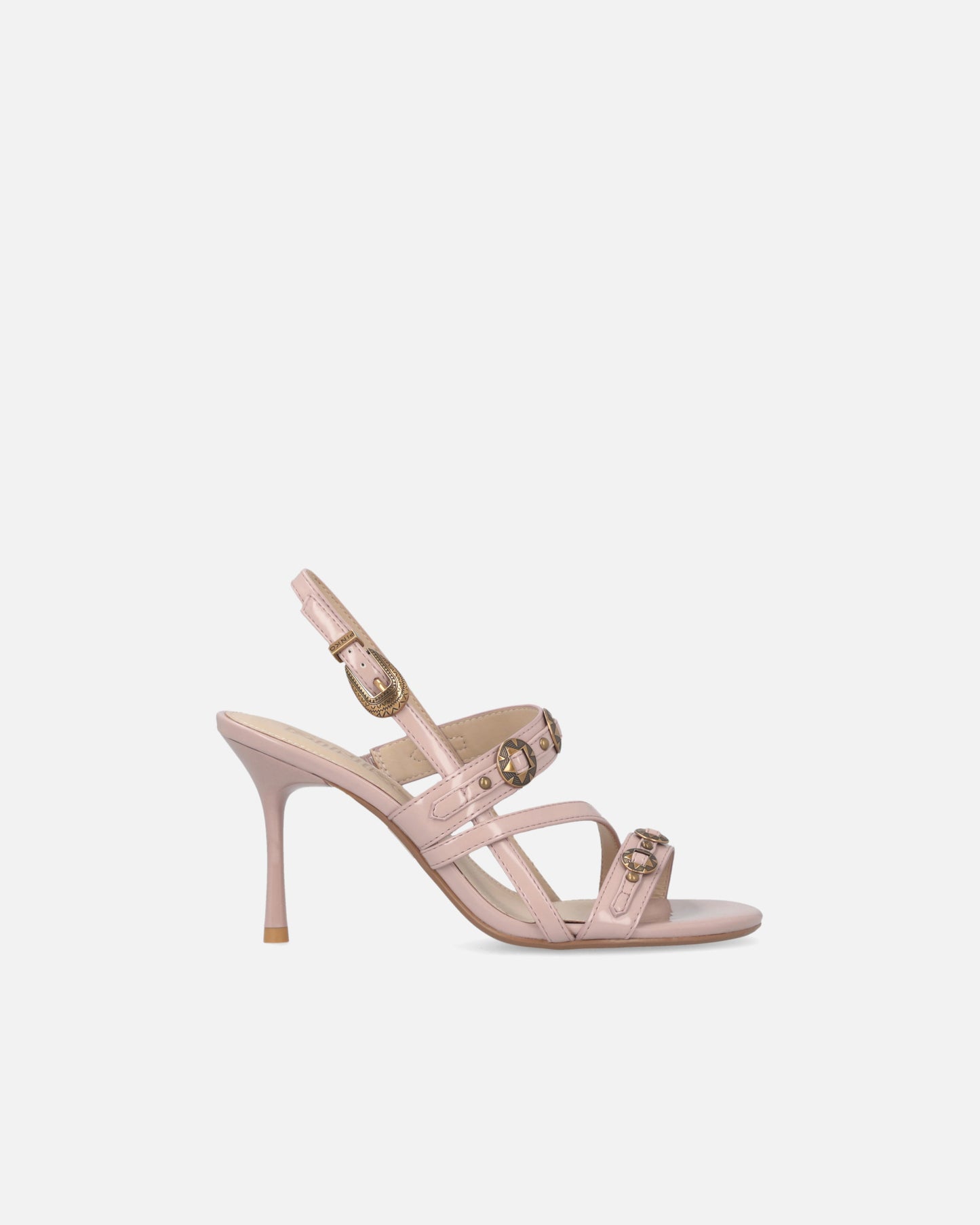 High slingback sandals with straps and studs