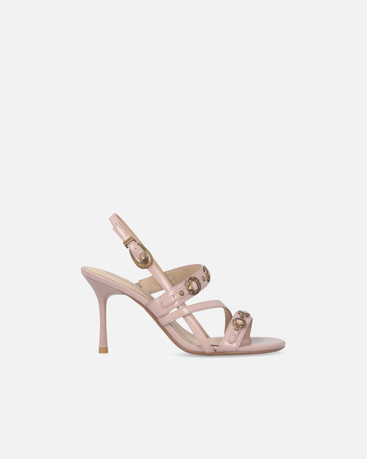 High slingback sandals with straps and studs