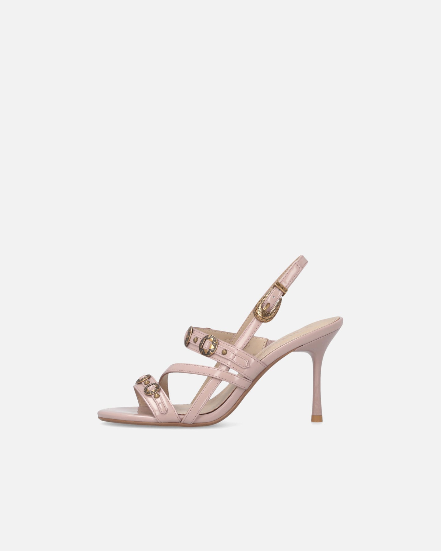 High slingback sandals with straps and studs