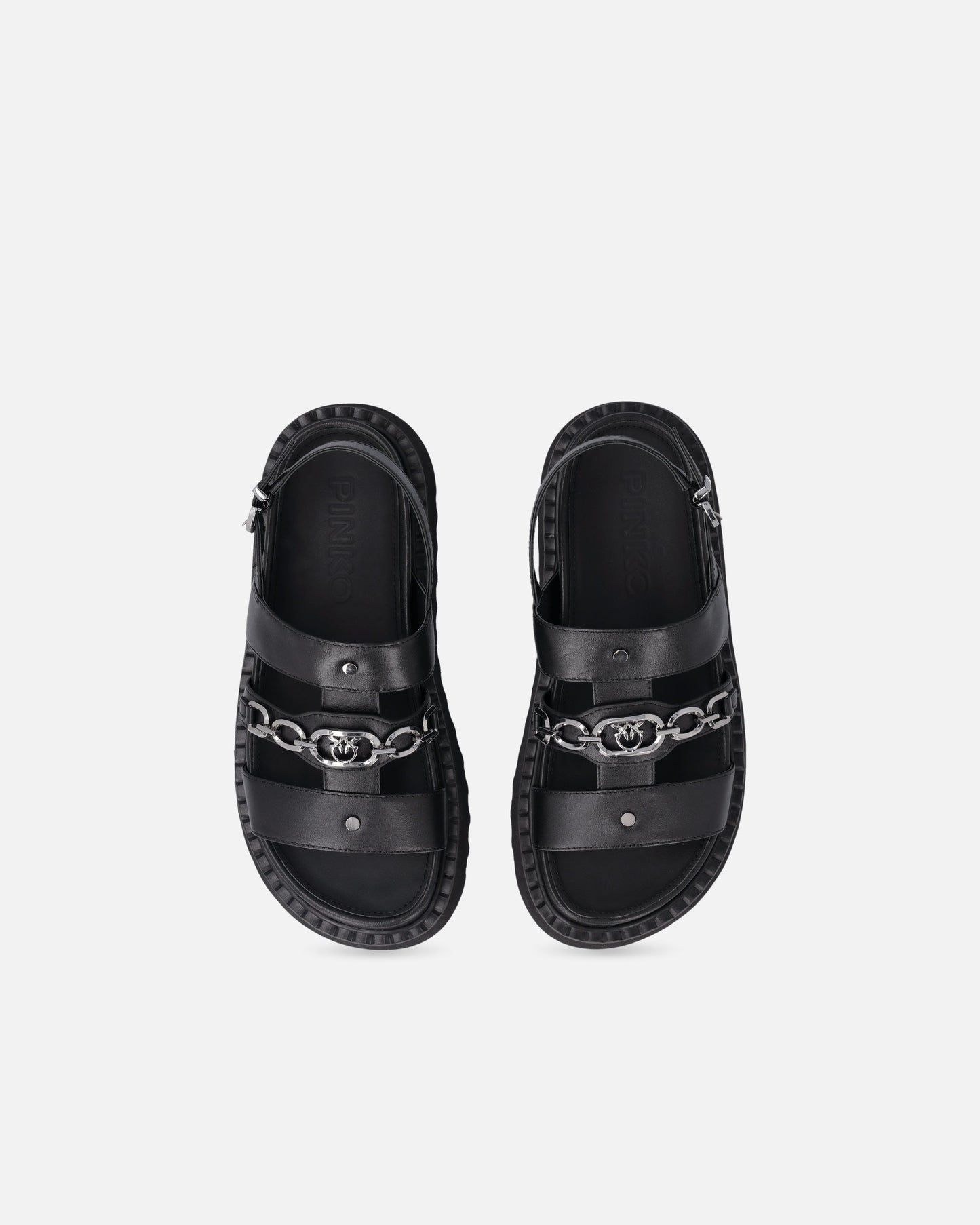 Leather sandals with chain