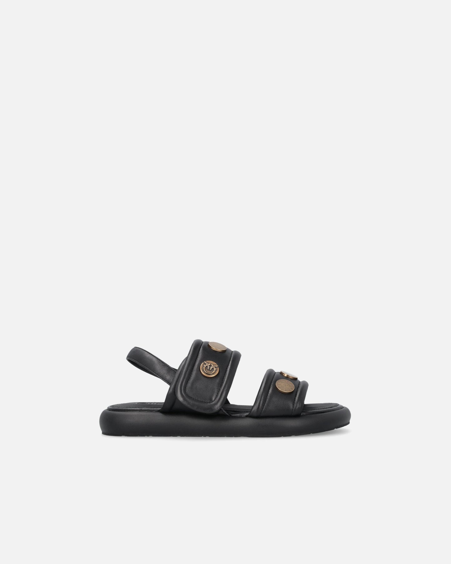 Padded nappa leather sandals with metallic details