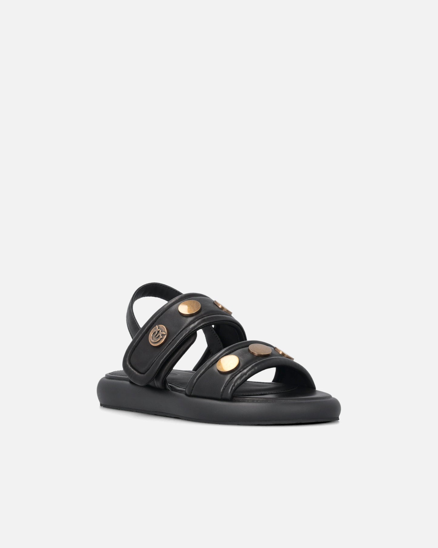 Padded nappa leather sandals with metallic details