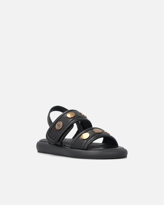 Padded nappa leather sandals with metallic details