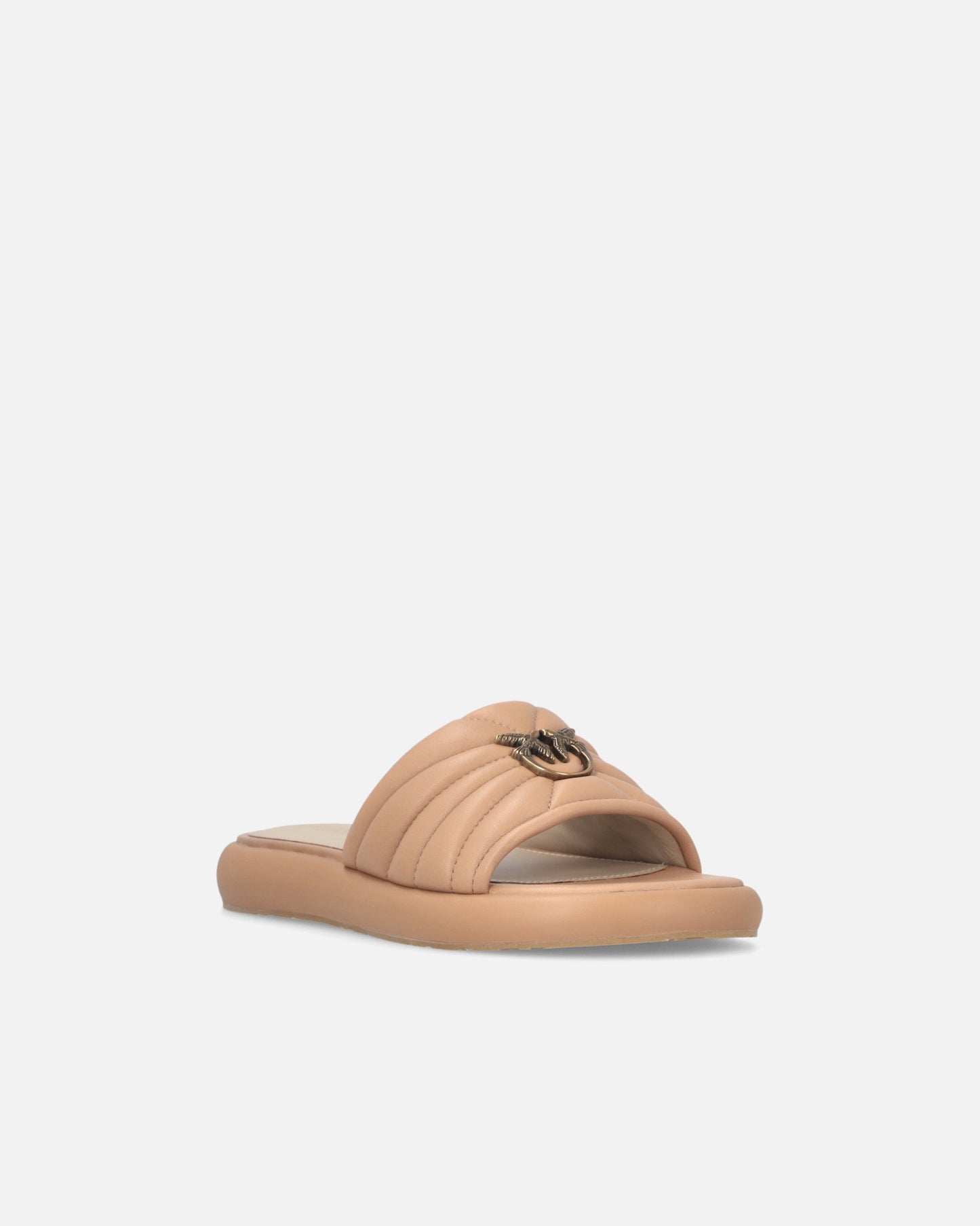 Perforated nappa leather slip-on sandals with Love Birds logo