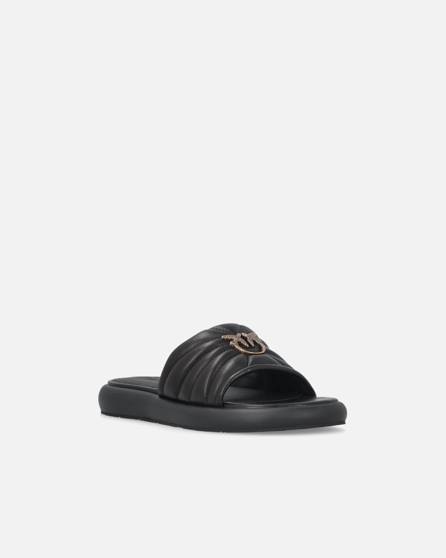 Perforated nappa leather slip-on sandals with Love Birds logo