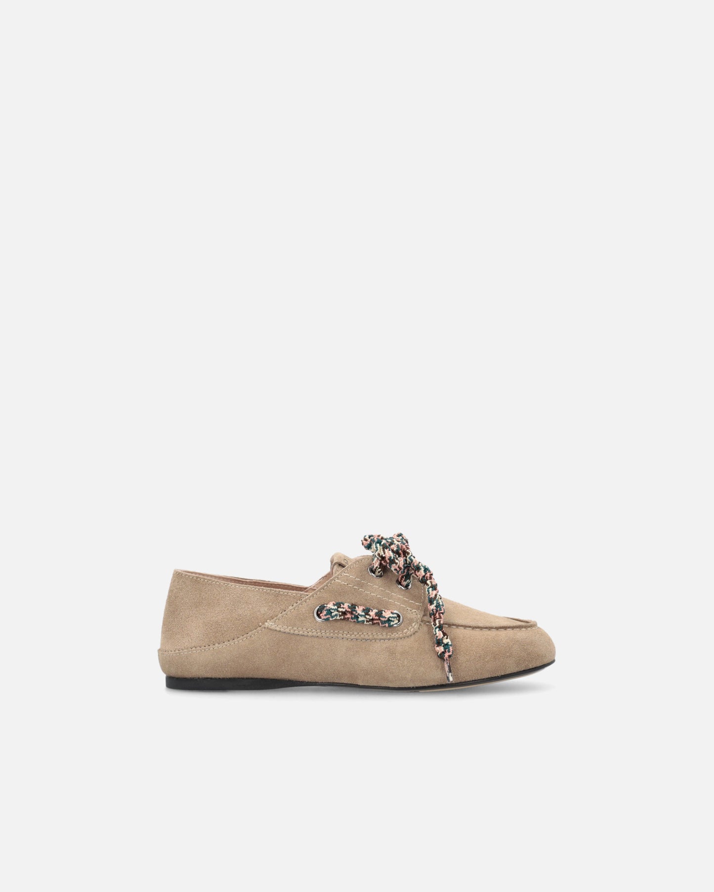 Suede moccasins with multicoloured laces