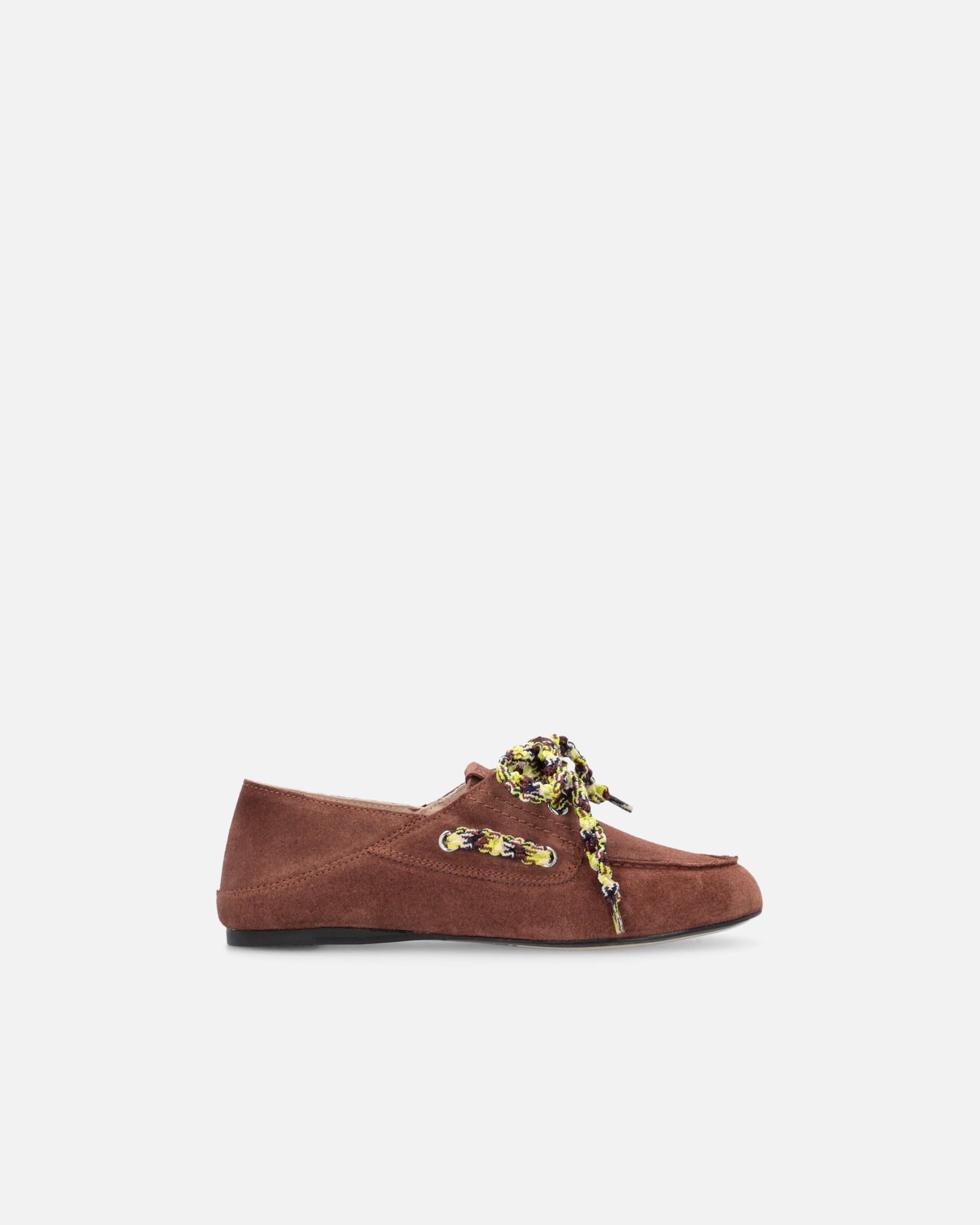 Suede moccasins with multicoloured laces