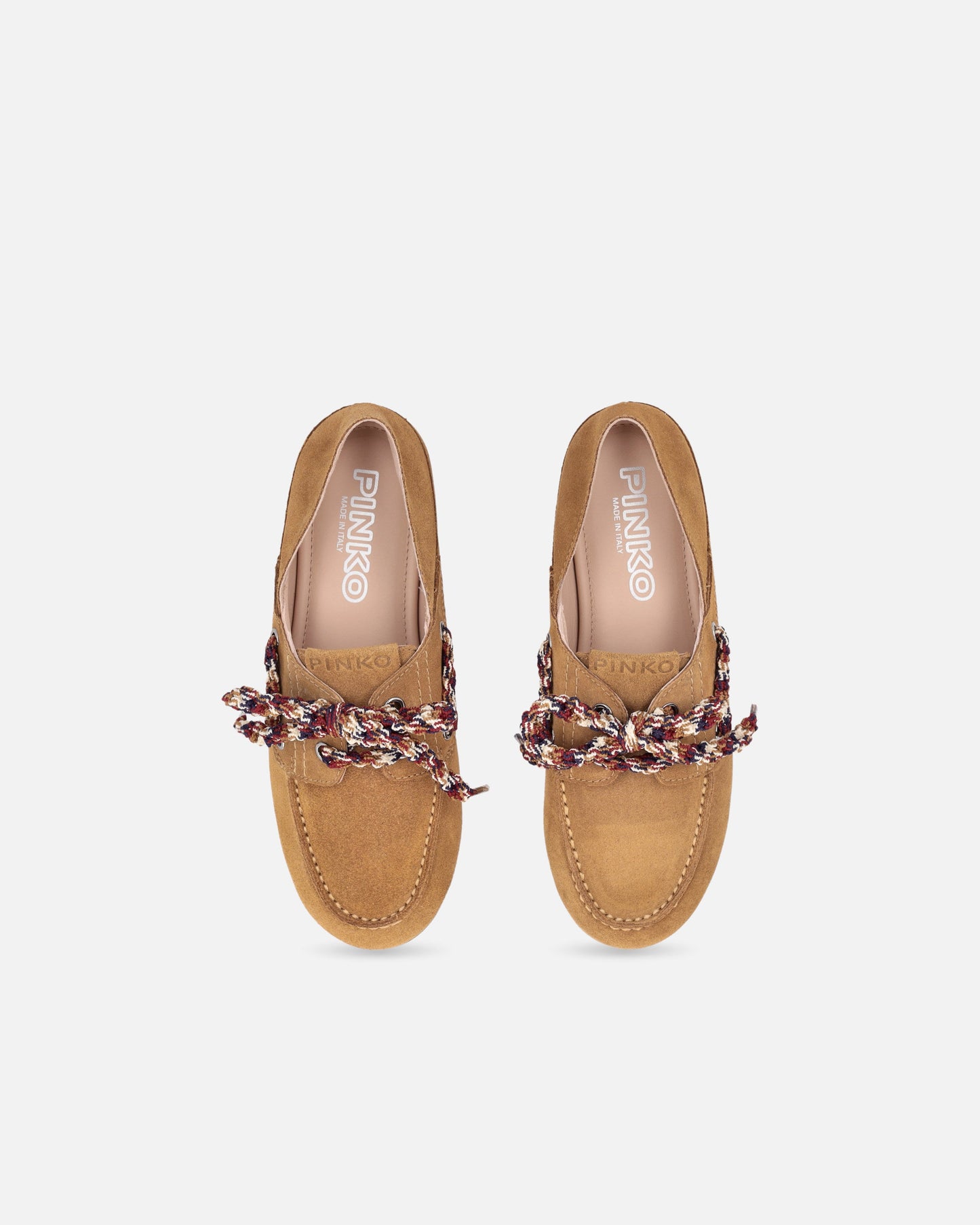 Suede moccasins with multicoloured laces