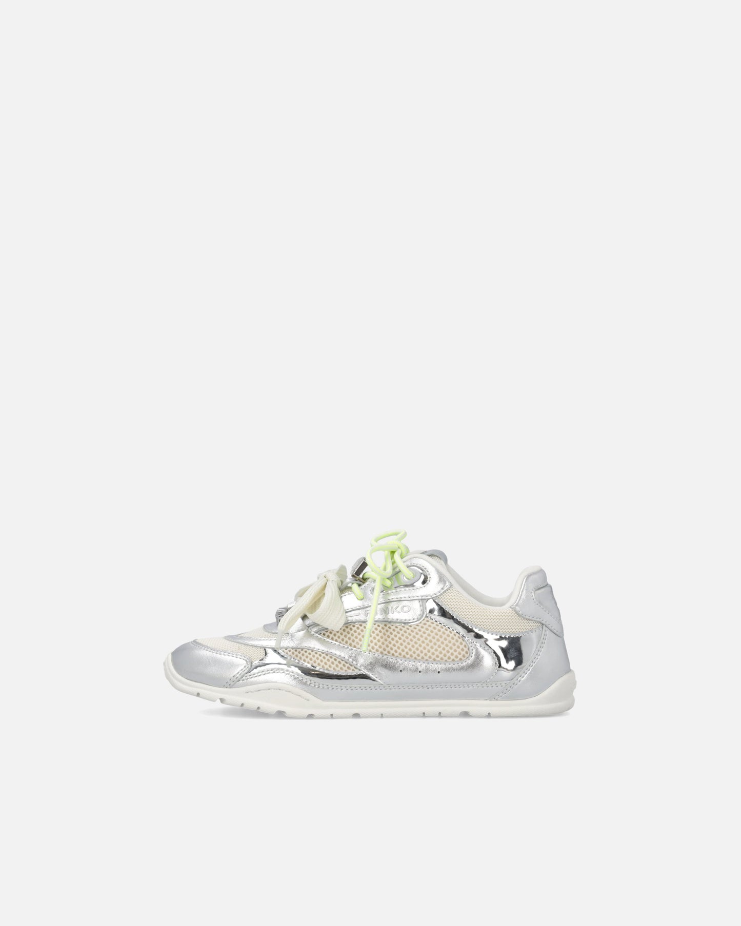 Laminated sneakers with double laces and jewel details