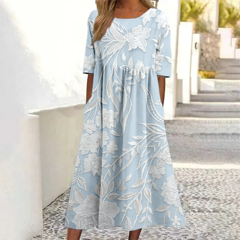 Damen Retro Kleid mit Blumenmuster