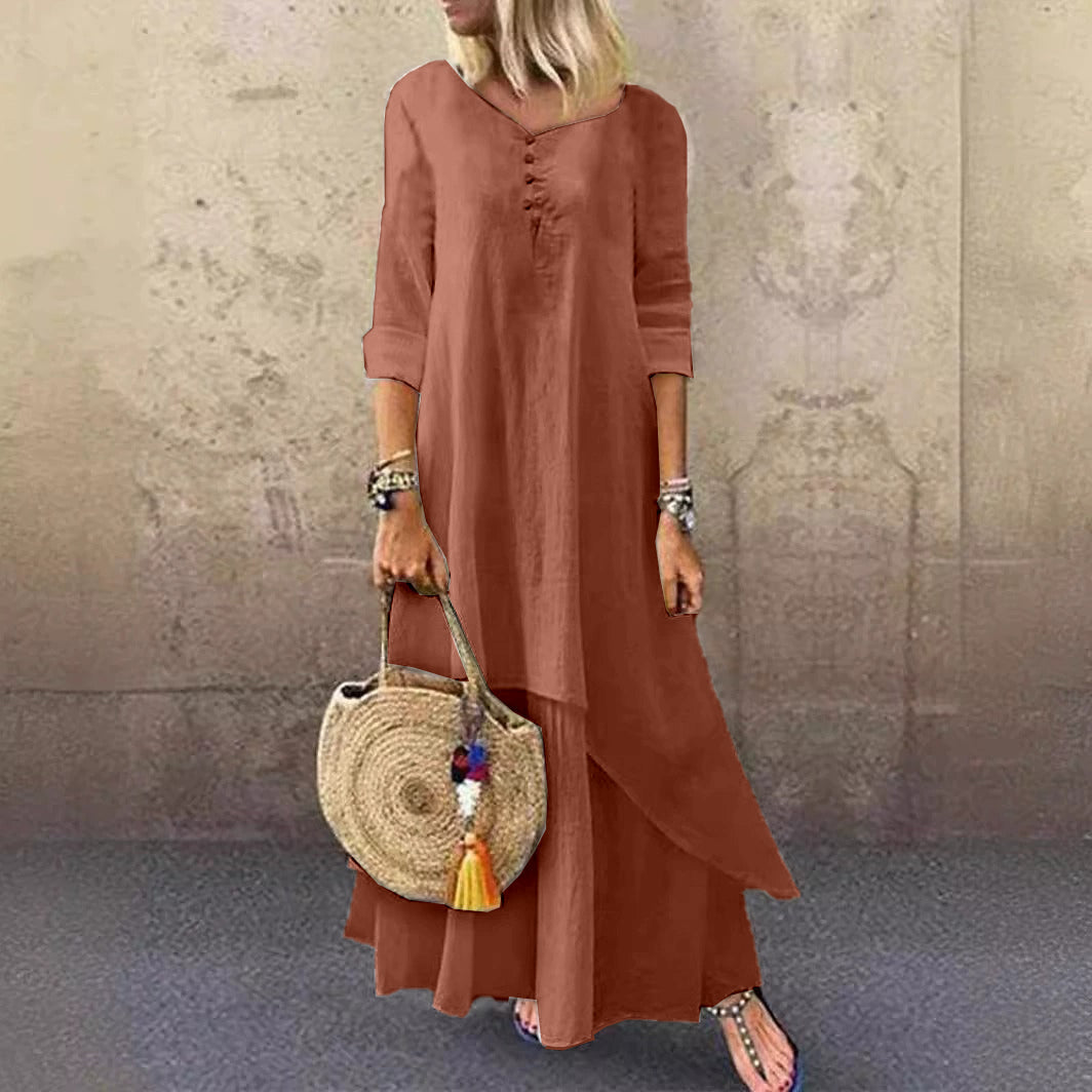 Lässiges Leinenkleid im Lagenlook